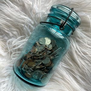 Vintage Large Turquoise Blue Ball Jar